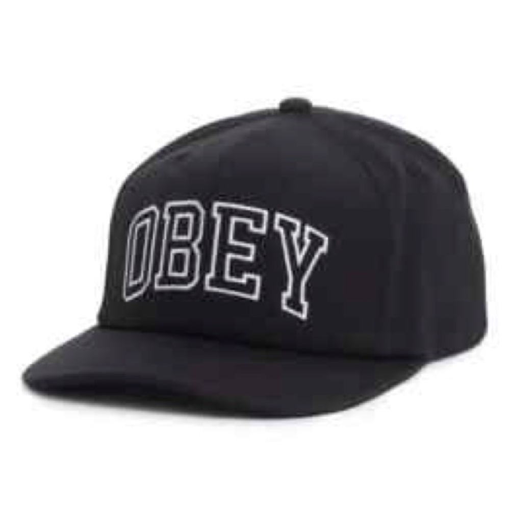 NWT Obey Rush 6 Panel Classic Snap Black Hat
